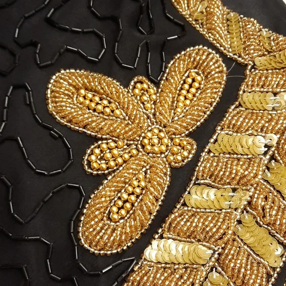 NWT, Vintage Laurence Kazar Black and Gold Hand Beaded Jacket - Picture 9 of 17